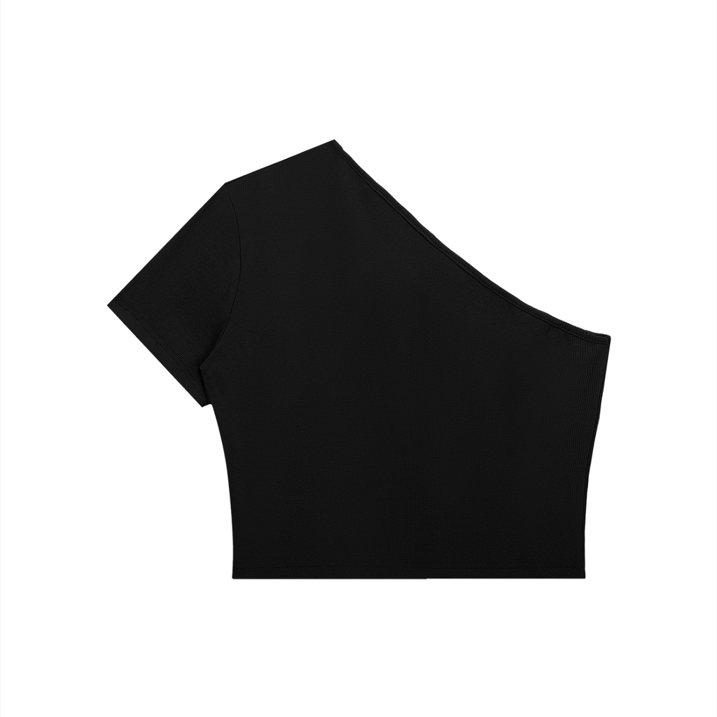 LUNA ROSE-Women's One-Shoulder Crop T-Shirt