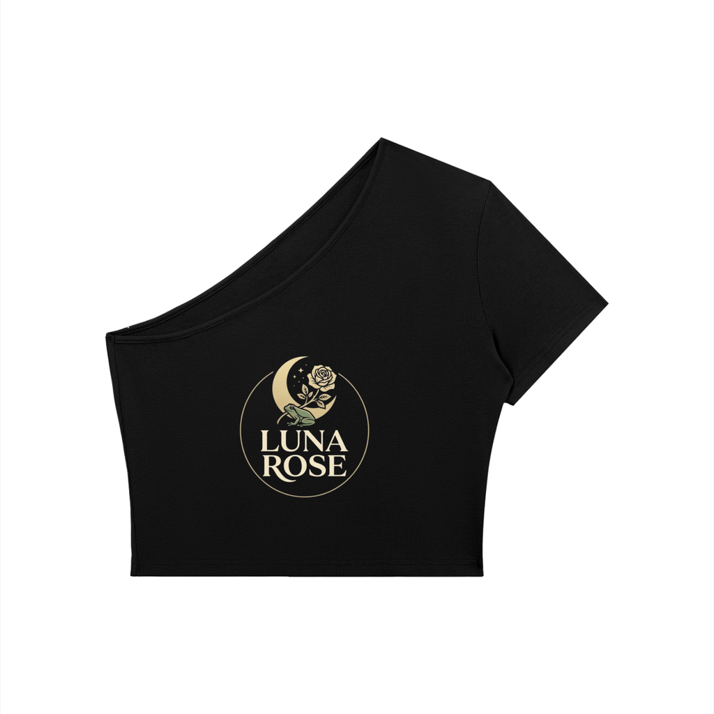 LUNA ROSE-Women's One-Shoulder Crop T-Shirt